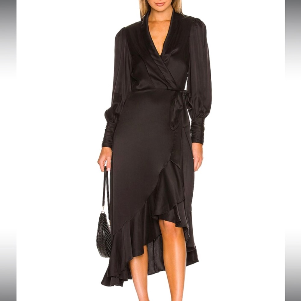 ZIMMERMAN - NEW Black Midi Wrap Dress size 2 (AU)/ size 8 (US)